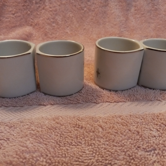 Fukagawa Arita 713 NAPKIN RINGS 4pc Cross Star Atomic Age Starburst MCM VTG - Picture 6 of 6